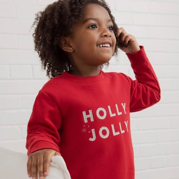 NEW Nordstrom Holly Jolly Sweatshirt Red Petit Lem Size 12 Months Crew Neck Knit - Picture 1 of 10